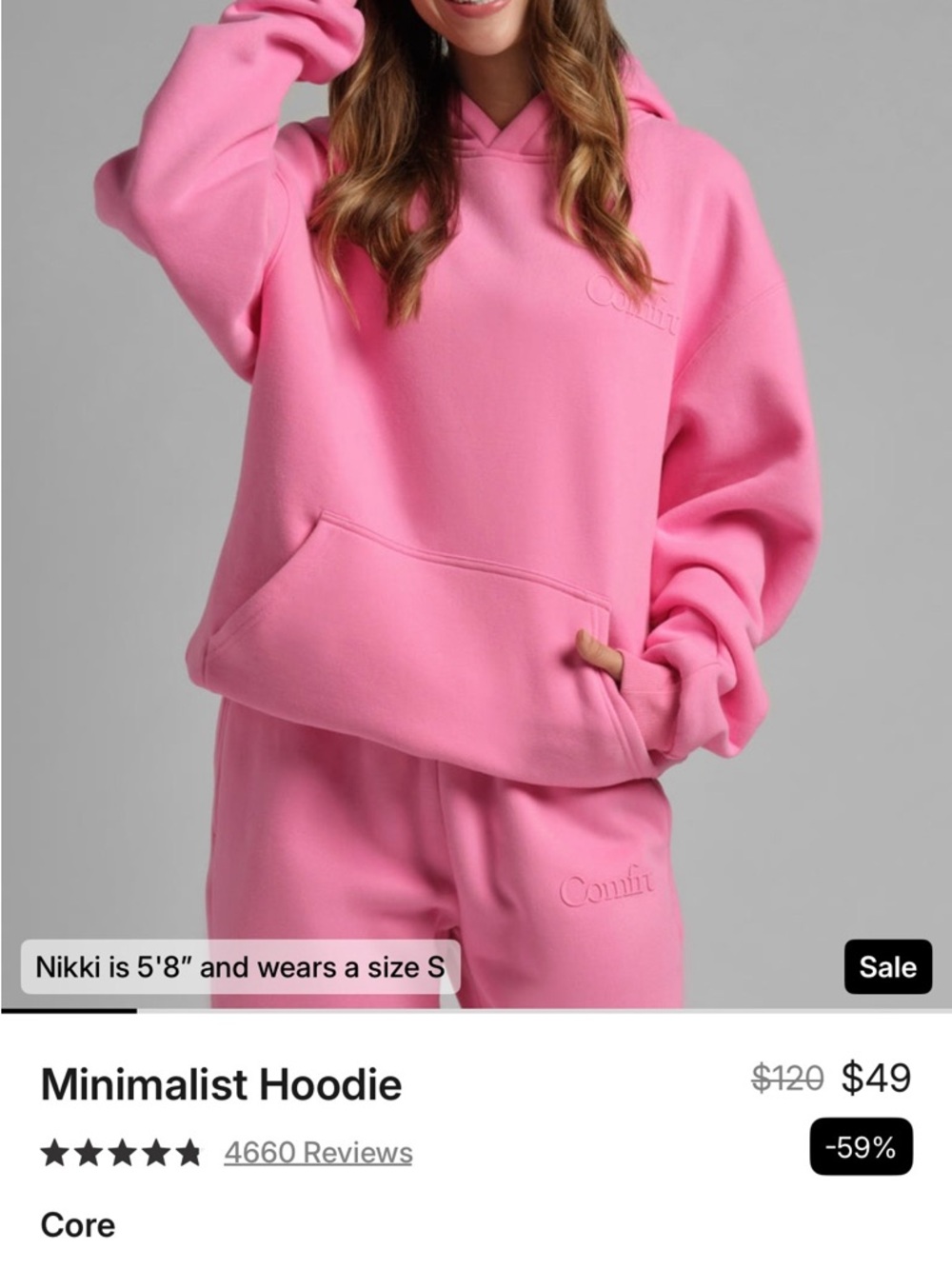 Comfrt XS Minimalist Sorbet Hoodie